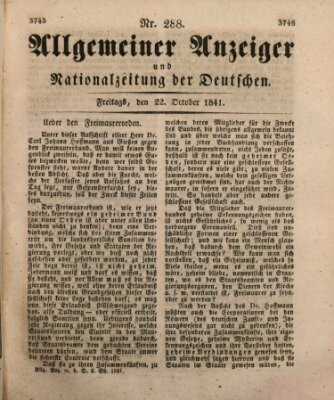 Allgemeiner Anzeiger und Nationalzeitung der Deutschen (Allgemeiner Anzeiger der Deutschen) Freitag 22. Oktober 1841