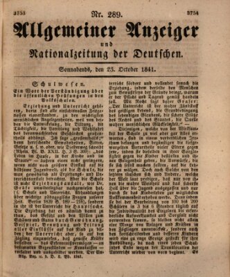 Allgemeiner Anzeiger und Nationalzeitung der Deutschen (Allgemeiner Anzeiger der Deutschen) Samstag 23. Oktober 1841