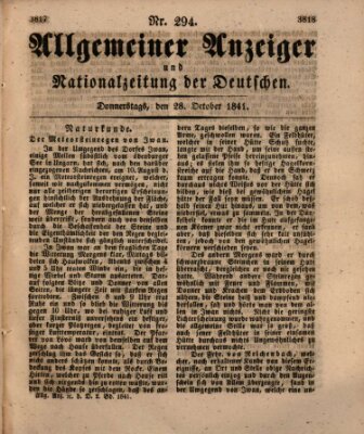 Allgemeiner Anzeiger und Nationalzeitung der Deutschen (Allgemeiner Anzeiger der Deutschen) Donnerstag 28. Oktober 1841