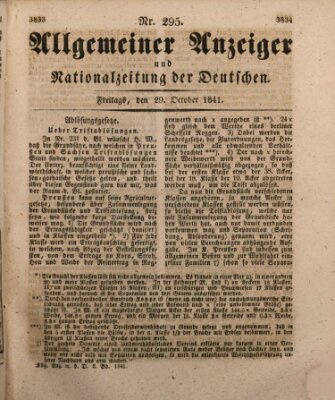 Allgemeiner Anzeiger und Nationalzeitung der Deutschen (Allgemeiner Anzeiger der Deutschen) Freitag 29. Oktober 1841