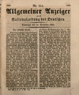 Allgemeiner Anzeiger und Nationalzeitung der Deutschen (Allgemeiner Anzeiger der Deutschen) Sonntag 14. November 1841