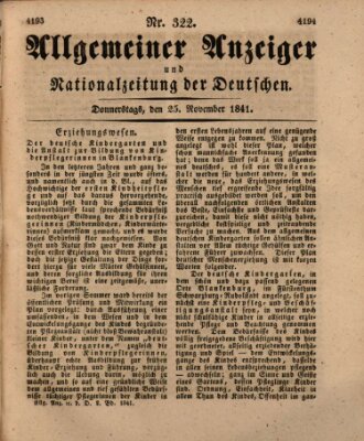 Allgemeiner Anzeiger und Nationalzeitung der Deutschen (Allgemeiner Anzeiger der Deutschen) Donnerstag 25. November 1841