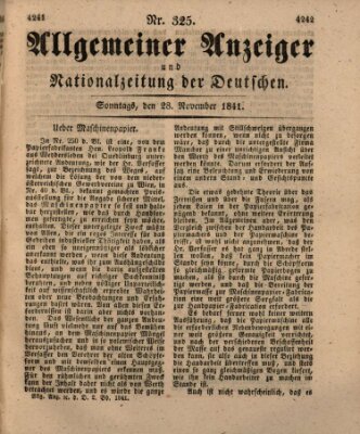 Allgemeiner Anzeiger und Nationalzeitung der Deutschen (Allgemeiner Anzeiger der Deutschen) Sonntag 28. November 1841