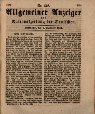 Allgemeiner Anzeiger und Nationalzeitung der Deutschen (Allgemeiner Anzeiger der Deutschen) Mittwoch 1. Dezember 1841