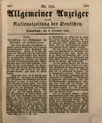 Allgemeiner Anzeiger und Nationalzeitung der Deutschen (Allgemeiner Anzeiger der Deutschen) Donnerstag 9. Dezember 1841