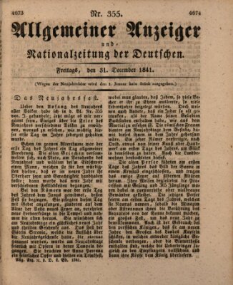 Allgemeiner Anzeiger und Nationalzeitung der Deutschen (Allgemeiner Anzeiger der Deutschen) Freitag 31. Dezember 1841