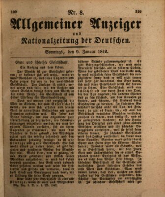 Allgemeiner Anzeiger und Nationalzeitung der Deutschen (Allgemeiner Anzeiger der Deutschen) Sonntag 9. Januar 1842