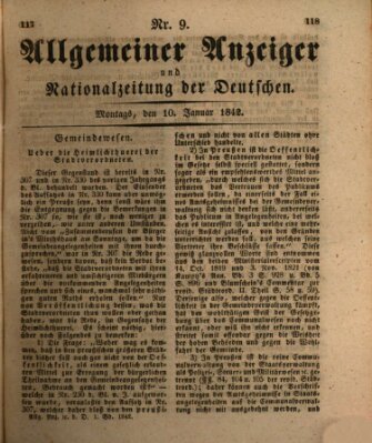 Allgemeiner Anzeiger und Nationalzeitung der Deutschen (Allgemeiner Anzeiger der Deutschen) Montag 10. Januar 1842