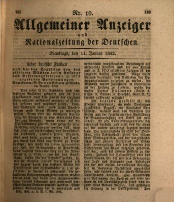 Allgemeiner Anzeiger und Nationalzeitung der Deutschen (Allgemeiner Anzeiger der Deutschen) Dienstag 11. Januar 1842