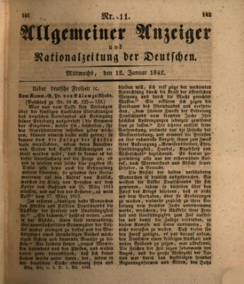 Allgemeiner Anzeiger und Nationalzeitung der Deutschen (Allgemeiner Anzeiger der Deutschen) Mittwoch 12. Januar 1842