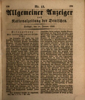 Allgemeiner Anzeiger und Nationalzeitung der Deutschen (Allgemeiner Anzeiger der Deutschen) Freitag 14. Januar 1842