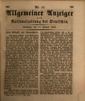 Allgemeiner Anzeiger und Nationalzeitung der Deutschen (Allgemeiner Anzeiger der Deutschen) Montag 17. Januar 1842