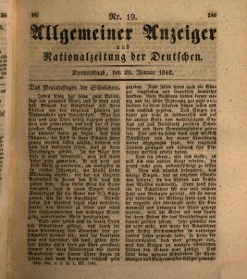 Allgemeiner Anzeiger und Nationalzeitung der Deutschen (Allgemeiner Anzeiger der Deutschen) Donnerstag 20. Januar 1842