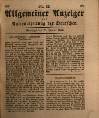 Allgemeiner Anzeiger und Nationalzeitung der Deutschen (Allgemeiner Anzeiger der Deutschen) Sonntag 23. Januar 1842