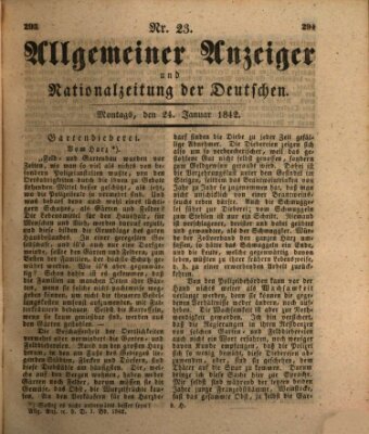 Allgemeiner Anzeiger und Nationalzeitung der Deutschen (Allgemeiner Anzeiger der Deutschen) Montag 24. Januar 1842