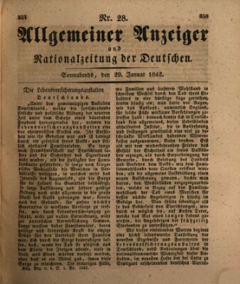 Allgemeiner Anzeiger und Nationalzeitung der Deutschen (Allgemeiner Anzeiger der Deutschen) Samstag 29. Januar 1842