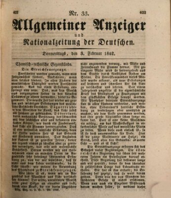 Allgemeiner Anzeiger und Nationalzeitung der Deutschen (Allgemeiner Anzeiger der Deutschen) Donnerstag 3. Februar 1842