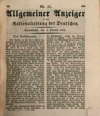 Allgemeiner Anzeiger und Nationalzeitung der Deutschen (Allgemeiner Anzeiger der Deutschen) Samstag 5. Februar 1842