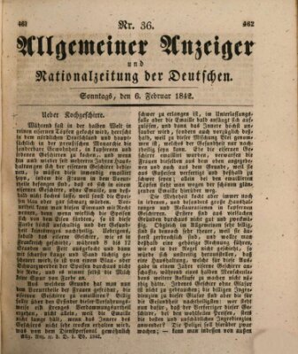 Allgemeiner Anzeiger und Nationalzeitung der Deutschen (Allgemeiner Anzeiger der Deutschen) Sonntag 6. Februar 1842