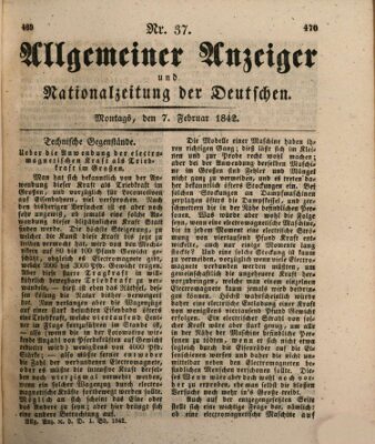 Allgemeiner Anzeiger und Nationalzeitung der Deutschen (Allgemeiner Anzeiger der Deutschen) Montag 7. Februar 1842