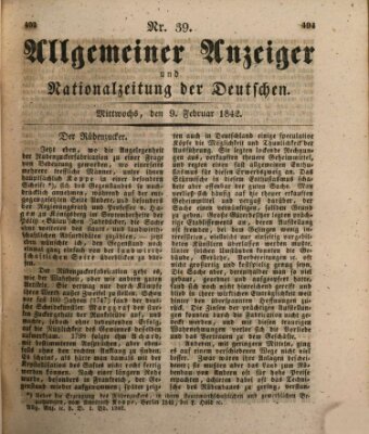 Allgemeiner Anzeiger und Nationalzeitung der Deutschen (Allgemeiner Anzeiger der Deutschen) Mittwoch 9. Februar 1842