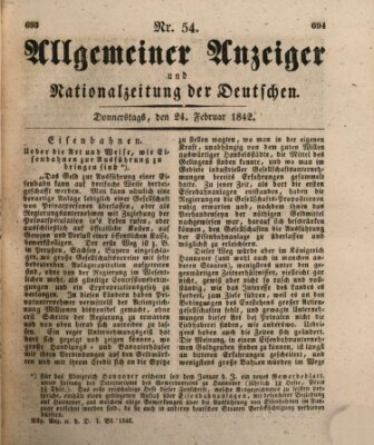 Allgemeiner Anzeiger und Nationalzeitung der Deutschen (Allgemeiner Anzeiger der Deutschen) Donnerstag 24. Februar 1842