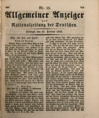 Allgemeiner Anzeiger und Nationalzeitung der Deutschen (Allgemeiner Anzeiger der Deutschen) Freitag 25. Februar 1842