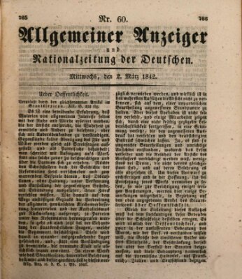 Allgemeiner Anzeiger und Nationalzeitung der Deutschen (Allgemeiner Anzeiger der Deutschen) Mittwoch 2. März 1842