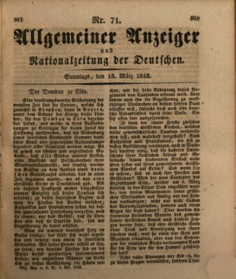 Allgemeiner Anzeiger und Nationalzeitung der Deutschen (Allgemeiner Anzeiger der Deutschen) Sonntag 13. März 1842