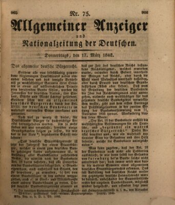 Allgemeiner Anzeiger und Nationalzeitung der Deutschen (Allgemeiner Anzeiger der Deutschen) Donnerstag 17. März 1842