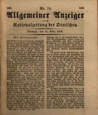 Allgemeiner Anzeiger und Nationalzeitung der Deutschen (Allgemeiner Anzeiger der Deutschen) Montag 21. März 1842