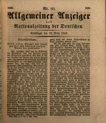 Allgemeiner Anzeiger und Nationalzeitung der Deutschen (Allgemeiner Anzeiger der Deutschen) Dienstag 22. März 1842