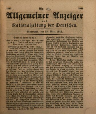 Allgemeiner Anzeiger und Nationalzeitung der Deutschen (Allgemeiner Anzeiger der Deutschen) Mittwoch 23. März 1842