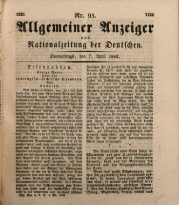 Allgemeiner Anzeiger und Nationalzeitung der Deutschen (Allgemeiner Anzeiger der Deutschen) Donnerstag 7. April 1842