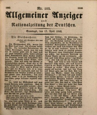 Allgemeiner Anzeiger und Nationalzeitung der Deutschen (Allgemeiner Anzeiger der Deutschen) Sonntag 17. April 1842