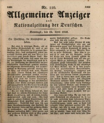 Allgemeiner Anzeiger und Nationalzeitung der Deutschen (Allgemeiner Anzeiger der Deutschen) Sonntag 24. April 1842