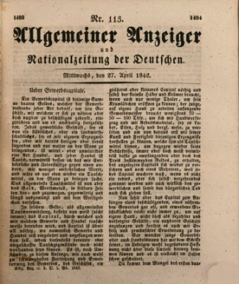 Allgemeiner Anzeiger und Nationalzeitung der Deutschen (Allgemeiner Anzeiger der Deutschen) Mittwoch 27. April 1842