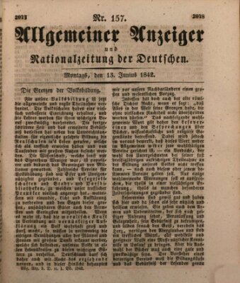 Allgemeiner Anzeiger und Nationalzeitung der Deutschen (Allgemeiner Anzeiger der Deutschen) Montag 13. Juni 1842