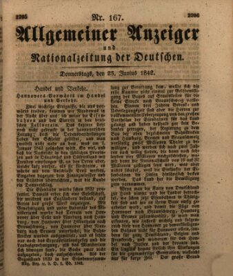 Allgemeiner Anzeiger und Nationalzeitung der Deutschen (Allgemeiner Anzeiger der Deutschen) Donnerstag 23. Juni 1842