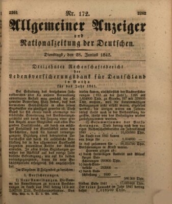 Allgemeiner Anzeiger und Nationalzeitung der Deutschen (Allgemeiner Anzeiger der Deutschen) Dienstag 28. Juni 1842