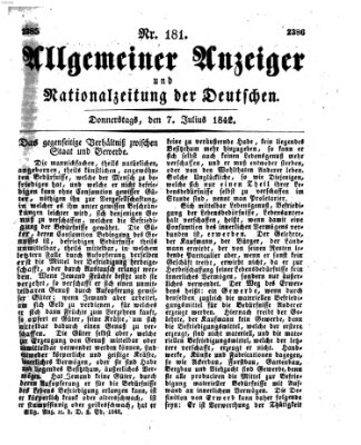 Allgemeiner Anzeiger und Nationalzeitung der Deutschen (Allgemeiner Anzeiger der Deutschen) Donnerstag 7. Juli 1842