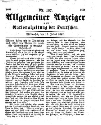 Allgemeiner Anzeiger und Nationalzeitung der Deutschen (Allgemeiner Anzeiger der Deutschen) Mittwoch 13. Juli 1842