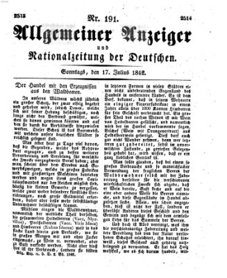 Allgemeiner Anzeiger und Nationalzeitung der Deutschen (Allgemeiner Anzeiger der Deutschen) Sonntag 17. Juli 1842