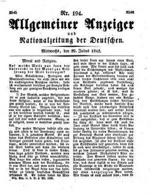 Allgemeiner Anzeiger und Nationalzeitung der Deutschen (Allgemeiner Anzeiger der Deutschen) Mittwoch 20. Juli 1842