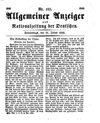 Allgemeiner Anzeiger und Nationalzeitung der Deutschen (Allgemeiner Anzeiger der Deutschen) Donnerstag 21. Juli 1842