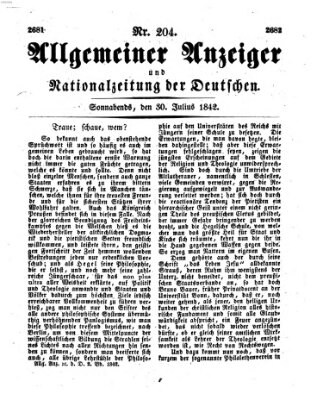 Allgemeiner Anzeiger und Nationalzeitung der Deutschen (Allgemeiner Anzeiger der Deutschen) Samstag 30. Juli 1842