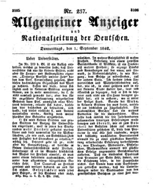 Allgemeiner Anzeiger und Nationalzeitung der Deutschen (Allgemeiner Anzeiger der Deutschen) Donnerstag 1. September 1842