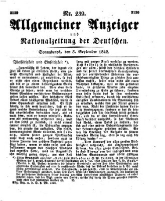 Allgemeiner Anzeiger und Nationalzeitung der Deutschen (Allgemeiner Anzeiger der Deutschen) Samstag 3. September 1842