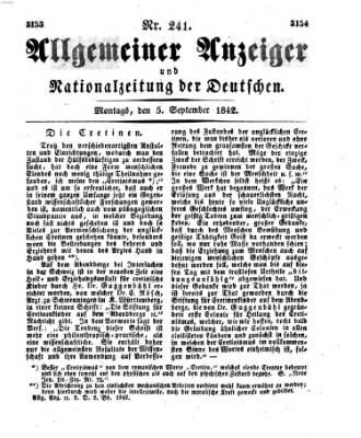 Allgemeiner Anzeiger und Nationalzeitung der Deutschen (Allgemeiner Anzeiger der Deutschen) Montag 5. September 1842