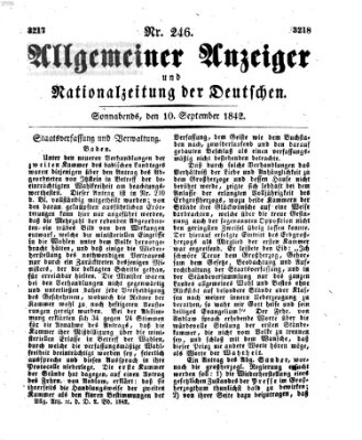 Allgemeiner Anzeiger und Nationalzeitung der Deutschen (Allgemeiner Anzeiger der Deutschen) Samstag 10. September 1842